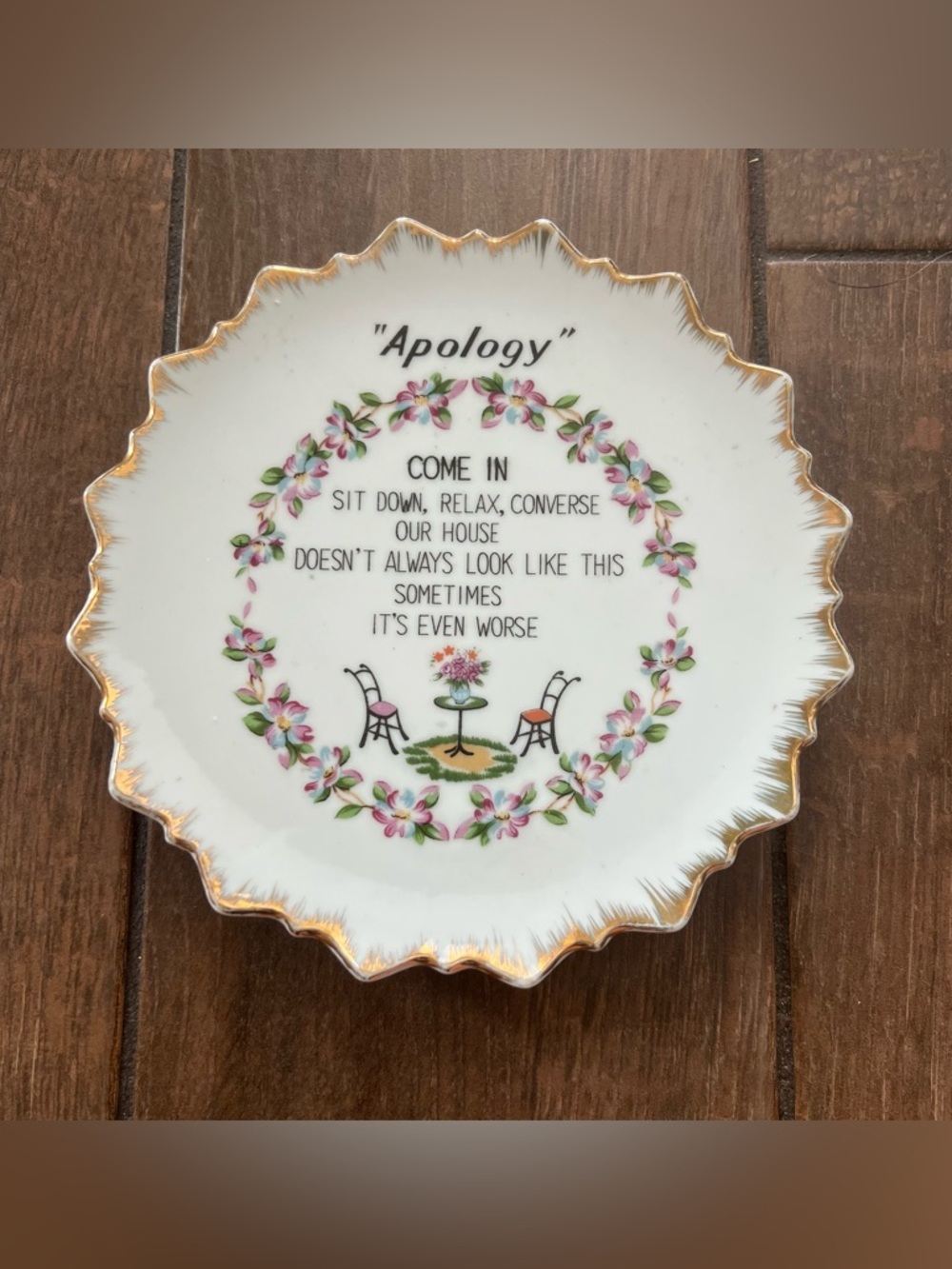 'Apology' Humorous Vintage Poetry Plate